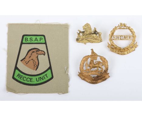 British South African Police Recce Unit Patch, accompanied by BSAP gilt collar / headdress badge, Southern Rhodesia Military 
