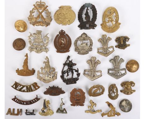 Grouping of Australian and New Zealand Cap and Collar Badges, various regiments and periods, including Prince of Wales Light 