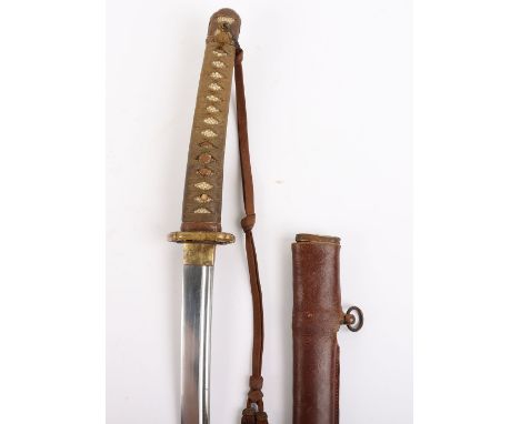 Good Japanese WW2 Army Officers Sword Katana, earlier blade, 66.9cms, mumei, 3 mekugi ana, blade cut with a single hi, blade 