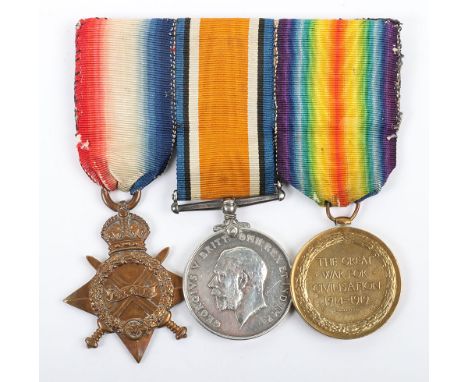 Great War 1914-15 Star Medal Trio Queen’s (Royal West Surrey) Regiment, Recipient Was Badly Wounded by Shrapnel in August 191