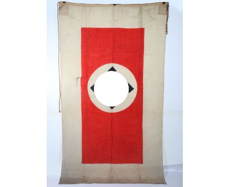 WW2 German Kriegsmarine Harbour Pilots Flag, good large white cotton flag with central red rectangle and swastika to the cent