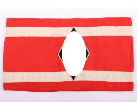 Scarce Third Reich Studentbund Armband, good example of a red cotton armband with swastika diamond emblem to the centre and t