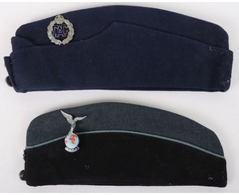 WW2 British Civil Air Guard Forage Cap, blue wool forage cap with chrome and enamel kings crown cap badge. Chrome front butto