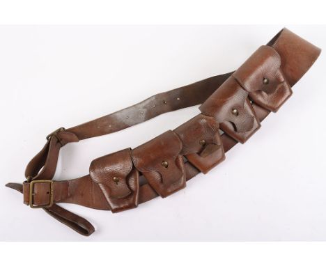 1903 Pattern Suffolk Yeomanry Regimentally Marked Ammunition Bandolier, good example of a standard brown leather five pouch a