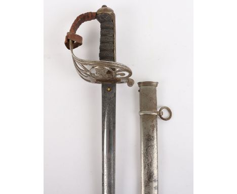 Victorian 1845 Pattern Rifle Officers Sword, regulation blade by Mole No. M2473 etched with crowned royal cipher, strung bugl