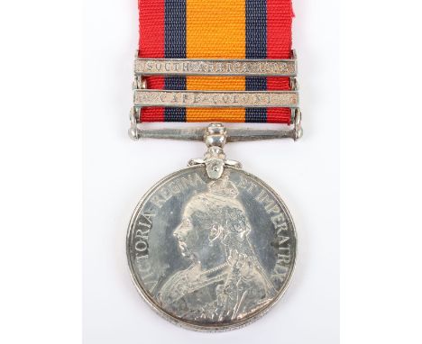 Queens South Africa Medal 4th Battalion the Durham Light Infantry, with two clasps, Cape Colony and South Africa 1902. Medal 