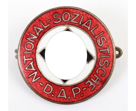 Third Reich NSDAP Party Lapel Badge, good example of an enamel NSDAP party badge which has its original pin and catch fixing 