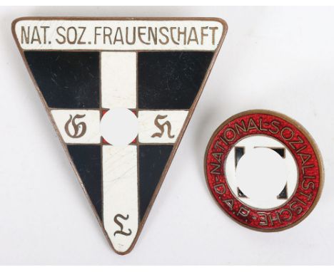 Third Reich NSDAP Party Badge by Gottlieb Friedrich Keck, good example of an enamel party members badge with the reverse havi