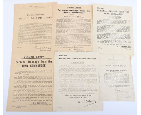 Grouping of WW2 Allied Personal Messages and Order of the Day Printed Documents of the Allied Commanders, the grouping includ