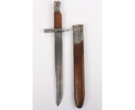 1907 Pattern Canadian Ross Bayonet, good example with two piece wooden grips. Steel pommel, cross guard with muzzle ring. Hou