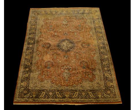 Hand Knotted Closed Field Design Persian Tabriz Oriental Rug. Needs a Deodorizing and a Cleaning. Please Examine This Item in