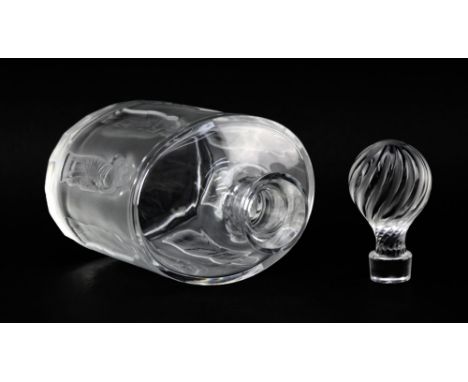 Lalique France Frosted and Clear Crystal "Femmes Antiques" Decanter. Etched signature Lalique France. Bump to stopper. Surfac