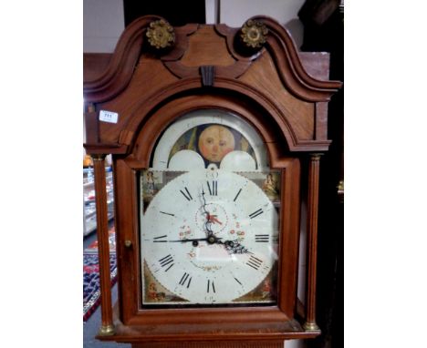 A 19th century oak longcase clock with moonphase dial (case cut down)
