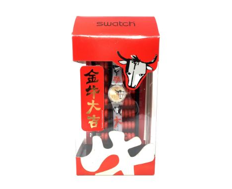 A Swatch 'Bulls on Parade' Chinese New Year watch in box.