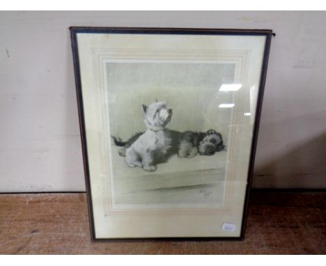 A 20th century Cecil Aldin framed print depicting two terriers 