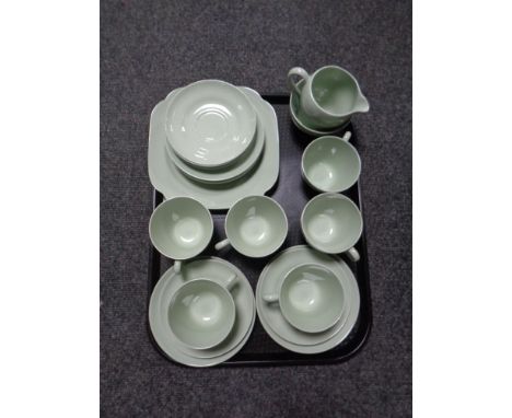 A 21 piece Spode green china tea service 