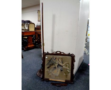 A Victorian tapestry pole screen (as found)  