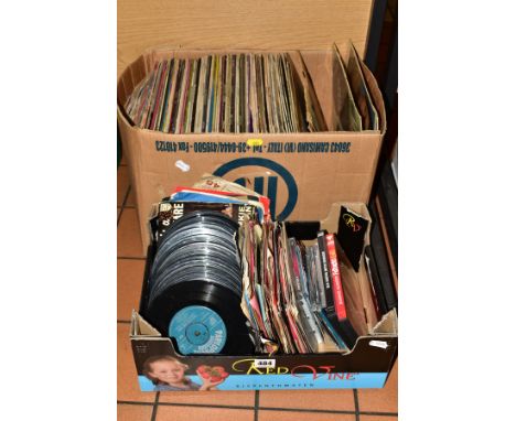 A BOX OF SINGLES RECORDS AND A BOX OF L.P'S, artists include The Rolling Stones, Manfred Mann, Nat King Cole, Frank Sinatra, 