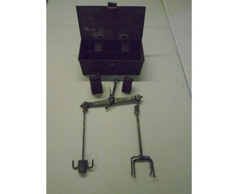 H. Trail &amp; co bread scales, in original tin box and 2 weights