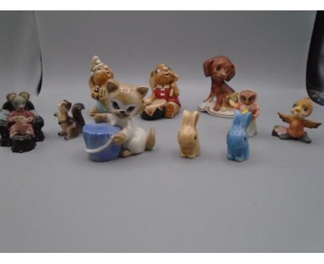 Hand painted cat figure, sylvac style bunnies and others