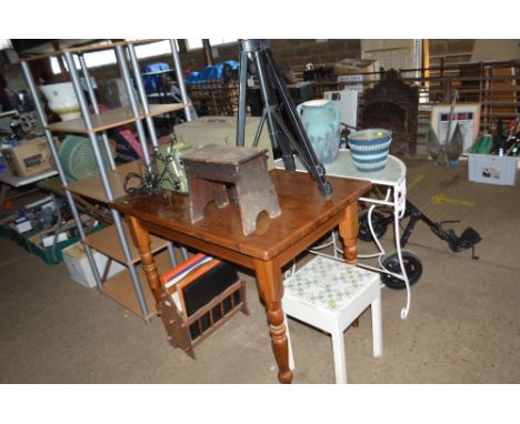 An Aldis projector in carrying case - sold as collector's item; a tripod; and two small stools