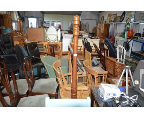An oak standard lamp