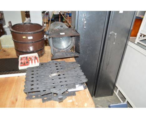 A vintage industrial style spot light and metal bracket