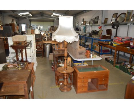 An oak standard lamp