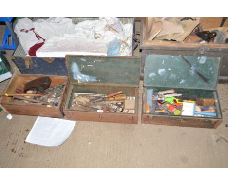 Three boxes of various hand tools