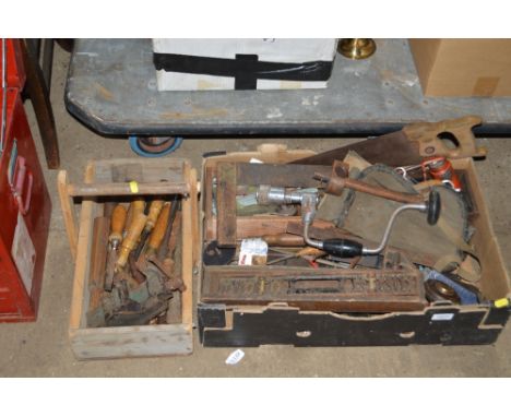 Two boxes of various hand tools to include chisels