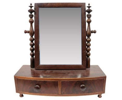 Vtg wooden carved shaving vanity mirror with two drawers. Size: 17 x 7 x 18 in.