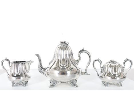 Norwegian fine silver, 830 sterling tea set. Marked J Tostrup on the underside for Jacob Tostrup, who was an Norwegian jewele