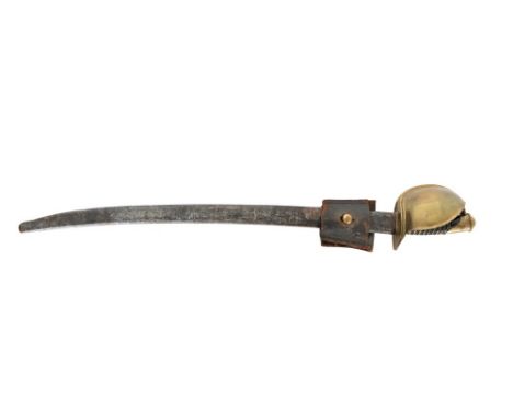 Naval Cutlass W/ Leather Scabbard. Size: 32 1/2 x 5 in.