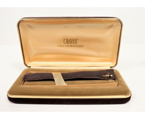 Cross 14k Gold Ballpoint Pen. Featuring a Cross 14k yellow gold ballpoint pen in the original box. Pen tip does not open when