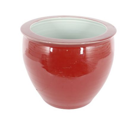 Large red oxblood planter. "Mary McEachern" on the underside. Size: 15 x 15 x 12 1/2