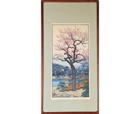 Toshi Yoshida (1911 - 1995) Japanese artist. Woodblock print from the "Friendly Garden Series" - titled "Plum Tree of the Fri