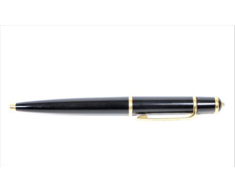 Cartier "Diablo" Ball Point Pen made for Maybach. Possible sapphire gem on pen head. Includes leather holder. Mark on gold tr