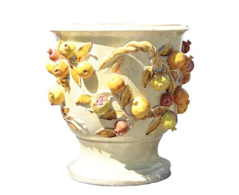 Limited edition planter with pomegranates, signed and numbered 4/500. Size: 19 x 19 1/2 in.