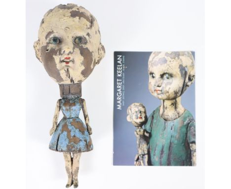 Doll sculpture by Margaret Keelan. Ceramic "Dolly". Keelan's statement about her sculptures: "... My sculptures have been gla
