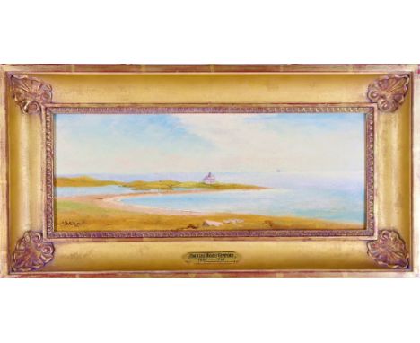 Palmer’s Island Lighthouse of New Bedford, Mass, Painted in the 1880’s, oil on panel, signed lower left: C.H. Gifford. Diego 