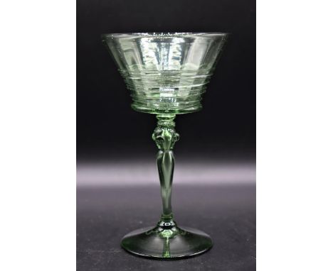 (15) Steuben Wine Glasses w reeded decorative. 4 x 4 x 6 1/2 in. Provenance: Estate of Dr. Arnold Werschky in Sausalito, Cali