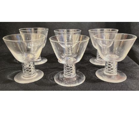 Steuben crystal glasses. 3 1/2 x 3 1/2 x 3 1/2 in. Provenance: Estate of Dr. Arnold Werschky in Sausalito, California.