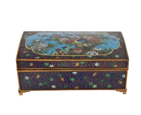Heavy, with bracket feet and floral and aviery decoration. Size: 6 1/2 x 3 1/2 x 2 1/2 in.