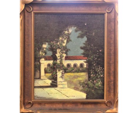 California Mission, oil on board, signed lower left. Richard DeTreville was active/lived in California, South Carolina. Richa