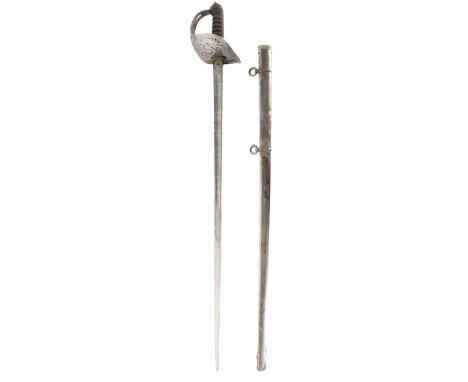 British Military Calvary sword by Hobson &amp; Sons with Steel Scabbard. Size: 39 1/2 x 5 in.