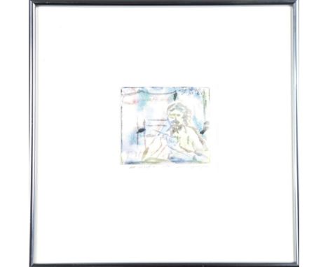 Titled "At Work", 1 /1 mono print watercolor, signed and dated 1984. McKirdy is a mixed-media artist from Tampa, Florida. Ove