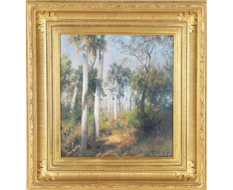 Gorgeous Florida landscape by German American artist Hermann Herzog, signed H. Herzog, lower right, oil on canvas. Painting i