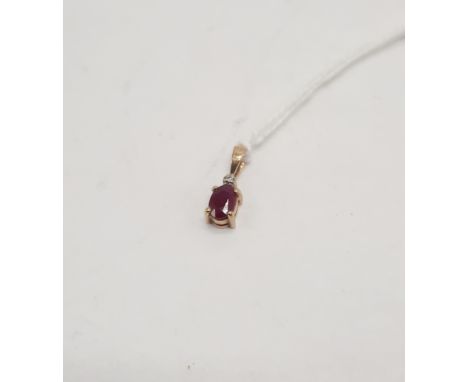 9CT GOLD PENDANT DIAMONDS &amp; RUBY