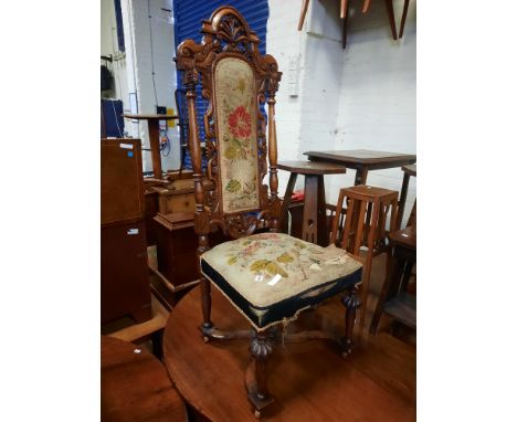 CARVED TAPESTRY HALL CHAIR A/F 