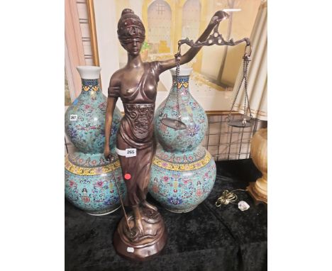 BRONZE SCALES OF JUSTICE FIGURE - 75 CMS (H) APPROX